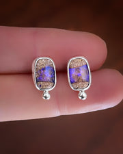 ITEM #4: CRYSTAL PIPE OPAL STUDS IN SILVER