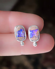 ITEM #4: CRYSTAL PIPE OPAL STUDS IN SILVER