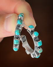 Made-to-order turquoise hoops in silver