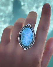 Larimar ring, cuff, or necklace in silver