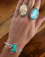 Tibetan turquoise cuff in silver