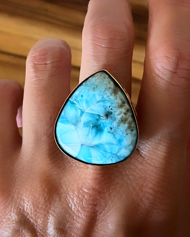 Larimar ring, cuff, or necklace in 14K gold-fill