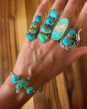 Turquoise ring, cuff, or necklace in silver