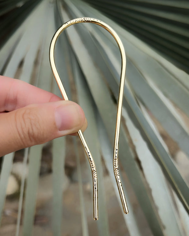 Made-to-order stamped brass hair fork