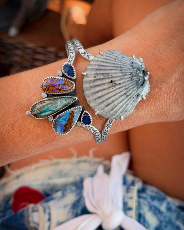 Mermaid cuff with labradorite & Australian opals