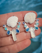 Seashell studs with removable ear jacket