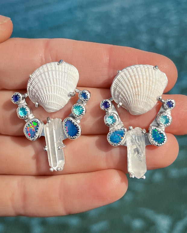 Seashell studs with removable ear jacket