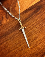 Sword necklace in silver & bronze