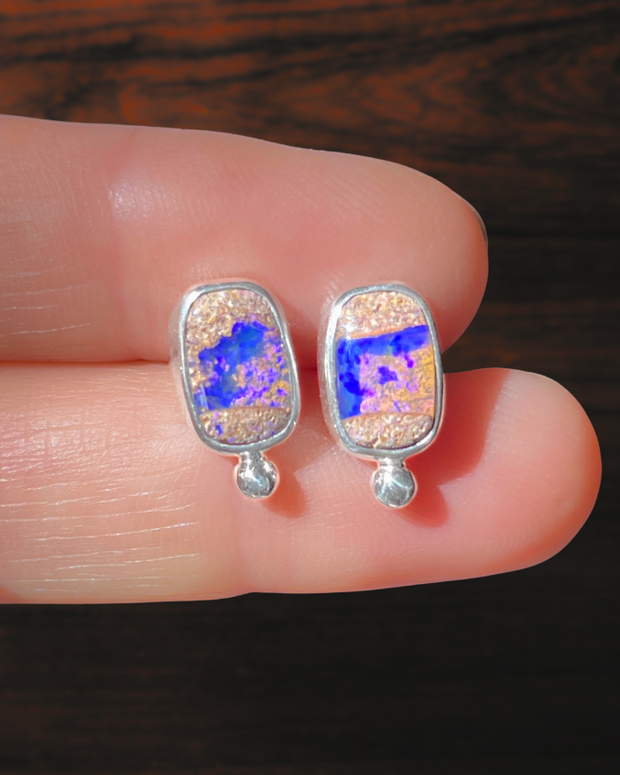 ITEM #4: CRYSTAL PIPE OPAL STUDS IN SILVER