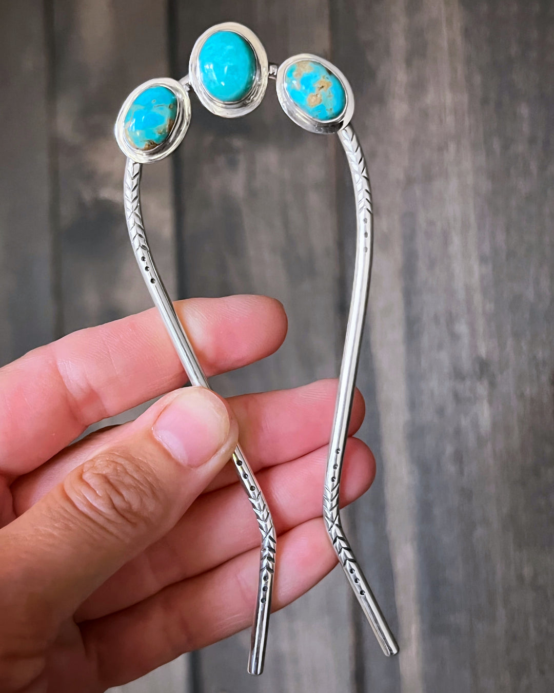 Gorgeous Treasure Mountain turquoise sterling silver hair fork | sterling hairfork| bezel set high quality sterling silver hairfork | boho hair fork