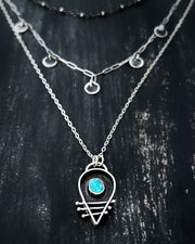 Whitewater turquoise layered shadowbox necklace set in silver